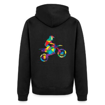 Low Poly Off-Road Racing Polygon Motocross - Unisex Premium Organic Zip Hoodie - black - Back - Nico (187cm)