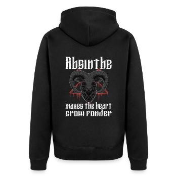Satan Beelzebub Teufel Gothic Pentagram Mystisch - Unisex Premium Bio Zip Hoodie - Schwarz - Hinten - Nico (187cm)
