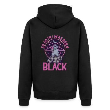 Satan Beelzebub Devil Gothic Pentagram Mystical - Unisex Premium Organic Zip Hoodie - black - Back - Nico (187cm)