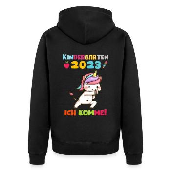 Kindergarten 2023 Ich Komme Jungen Kita Geschenk - Unisex Premium Bio Zip Hoodie - Schwarz - Hinten - Nico (187cm)