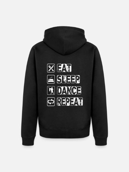 Manger Sommeil Danse Répéter - Veste à capuche bio Premium Unisexe - noir