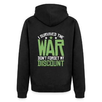 Rentner Rente Lustig Dont Forget My Discount - Unisex Premium Bio Zip Hoodie - Schwarz - Hinten - Nico (187cm)