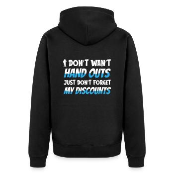 Rentner Rente Witzig Dont Forget My Discount - Unisex Premium Bio Zip Hoodie - Schwarz - Hinten - Nico (187cm)
