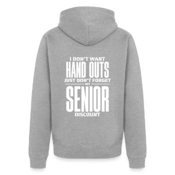 Rentner Rente Lustig - Unisex Premium Bio Zip Hoodie - Grau meliert - Hinten - Nico (187cm)