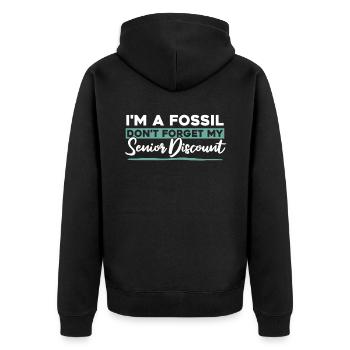 Rentner Rente Fossil - Unisex Premium Bio Zip Hoodie - Schwarz - Hinten - Nico (187cm)