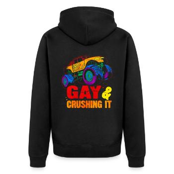 Gay Pride Rainbow Flag Monster Truck - Veste à capuche bio Premium Unisexe - noir - Dos - Nico (187cm)