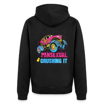 Pansexueller Stolz Monster Truck - Unisex Premium Bio Zip Hoodie - Schwarz - Hinten - Nico (187cm)