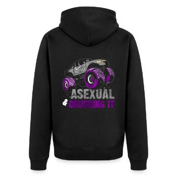 Asexueller Stolz Monster Truck - Unisex Premium Bio Zip Hoodie - Schwarz - Hinten - Nico (187cm)