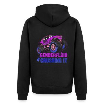 Gender Fluid Pride Monster Truck - Unisex Premium Organic Zip Hoodie - black - Back - Nico (187cm)