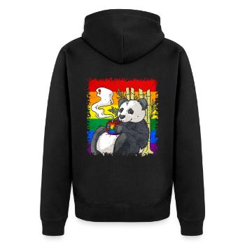 Homosexuell Stolz Regenbogen Flagge Panda Kaffee S - Unisex Premium Bio Zip Hoodie - Schwarz - Hinten - Nico (187cm)