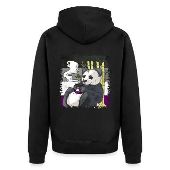 Asexual Pride Ace Flag Panda Coffee Sublte LGBT - Unisex Premium Organic Zip Hoodie - black - Back - Nico (187cm)
