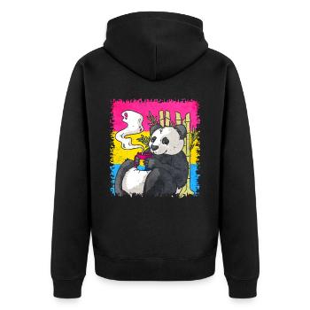 Pansexual Pride Pan Flag Panda Coffee Sublte LG - Unisex Premium Organic Zip Hoodie - black - Back - Nico (187cm)