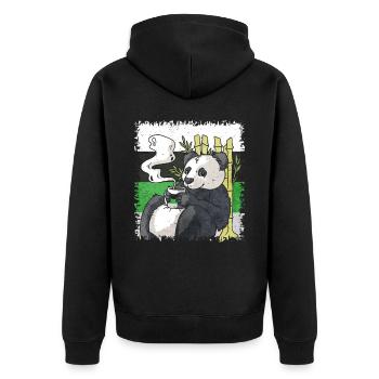 Demiromantischer Stolz Flagge Panda Kaffee Sublte - Unisex Premium Bio Zip Hoodie - Schwarz - Hinten - Nico (187cm)