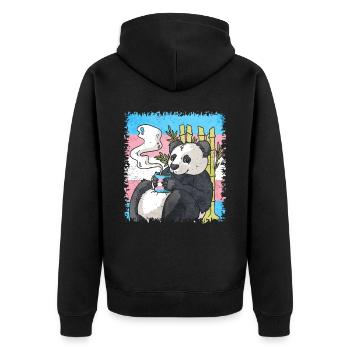 Transgender Pride Trans Flag Panda Coffee Sublte - Veste à capuche bio Premium Unisexe - noir - Dos - Nico (187cm)