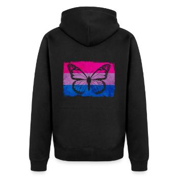 Bi Pride Bisexual Flag Butterfly Sublte LGB - Veste à capuche bio Premium Unisexe - noir - Dos - Nico (187cm)