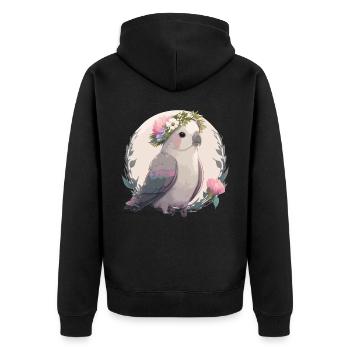 Aquarelle Moine Perruche Perroquet Perroquet Fleur d’oiseau - Veste à capuche bio Premium Unisexe - noir - Dos - Nico (187cm)