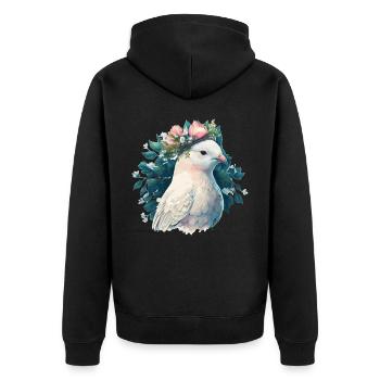 Mignon pigeon blanc pigeon oiseau couronne couronne oiseaux de compagnie - Veste à capuche bio Premium Unisexe - noir - Dos - Nico (187cm)