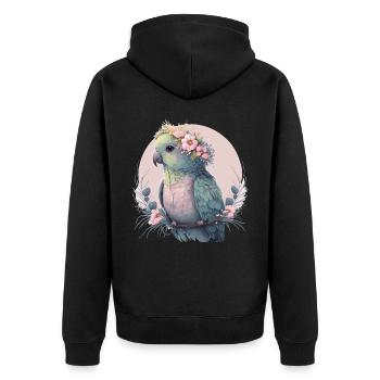 Cute Parakeet Budgie Bird Flower Crown Pet Birds - Unisex Premium Bio Zip Hoodie - Schwarz - Hinten - Nico (187cm)