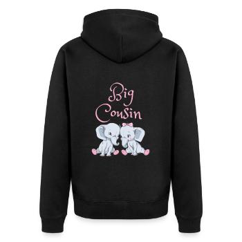 Big Cousin - Unisex Premium Bio Zip Hoodie - Schwarz - Hinten - Nico (187cm)
