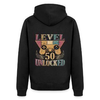 50 Years Retro Gaming 50 Birthday Gift - Unisex Premium Organic Zip Hoodie - black - Back - Nico (187cm)