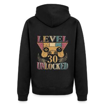 Level 30 Unlocked Gambler 30 Birthday Gift - Unisex Premium Organic Zip Hoodie - black - Back - Nico (187cm)