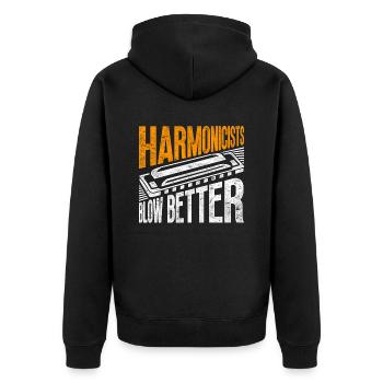 Harmonica harmonica player - Unisex Premium Organic Zip Hoodie - black - Back - Nico (187cm)