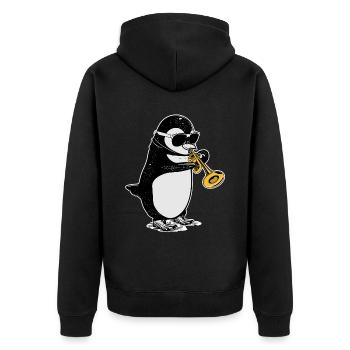 Pinguin Trompete Geschenk Kinder Big Band Musik - Unisex Premium Bio Zip Hoodie - Schwarz - Hinten - Nico (187cm)