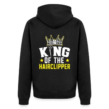 King of Hair Clippers Hairstyle Barber - Unisex Premium Organic Zip Hoodie - black - Back - Nico (187cm)