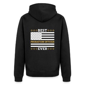 Best Probation Officer Ever Correctional Officer - Unisex Premium Bio Zip Hoodie - Schwarz - Hinten - Nico (187cm)