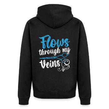 Flows Through My Veins Haarschneiden Barbier - Unisex Premium Bio Zip Hoodie - Schwarz - Hinten - Nico (187cm)