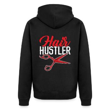 Hair Hustler Barbershop Hair Clipper Barber - Unisex Premium Organic Zip Hoodie - black - Back - Nico (187cm)