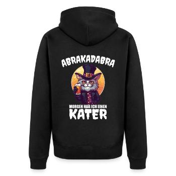 Abrakadabra Morgen Hab Ich Einen Kater Mallorca - Unisex Premium Bio Zip Hoodie - Schwarz - Hinten - Nico (187cm)