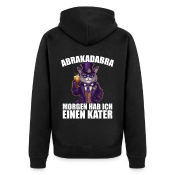Abrakadabra Morgen Hab Ich Einen Kater Mallorca - Unisex Premium Bio Zip Hoodie - Schwarz - Hinten - Nico (187cm)