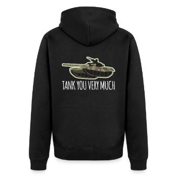 Panzer Spruch Kampfpanzer Panzerfahrer - Unisex Premium Bio Zip Hoodie - Schwarz - Hinten - Nico (187cm)