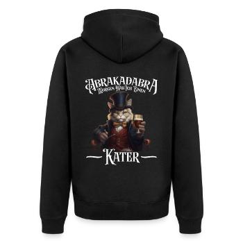 Abrakadabra Morgen Hab Ich Einen Kater Mallorca - Unisex Premium Bio Zip Hoodie - Schwarz - Hinten - Nico (187cm)