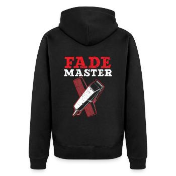 Fade Master Barbershop Hair Clipper Barber - Unisex Premium Organic Zip Hoodie - black - Back - Nico (187cm)