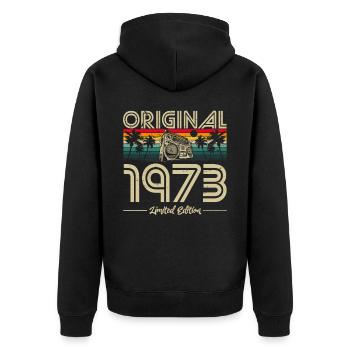 1973 Birthday born in 1973 Retro Vintage - Unisex Premium Organic Zip Hoodie - black - Back - Nico (187cm)