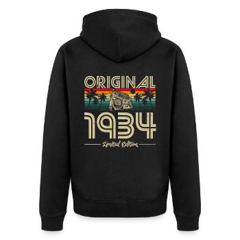 Januar 1934 geboren Geburtstag Mann Frau retro - Unisex Premium Bio Zip Hoodie - Schwarz - Hinten - Nico (187cm)