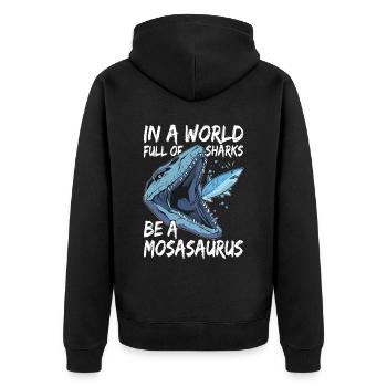 Mosasaurus Dinosaurier - Unisex Premium Bio Zip Hoodie - Schwarz - Hinten - Nico (187cm)