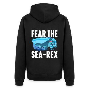 Mosasaurus Dinosaurier - Unisex Premium Bio Zip Hoodie - Schwarz - Hinten - Nico (187cm)
