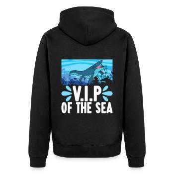Mosasaurus Dinosaurier - Unisex Premium Bio Zip Hoodie - Schwarz - Hinten - Nico (187cm)
