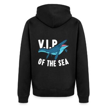 Mosasaurus Dinosaurier - Unisex Premium Bio Zip Hoodie - Schwarz - Hinten - Nico (187cm)