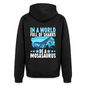 Mosasaurus Dinosaur - Unisex Premium Organic Zip Hoodie - black - Back - Nico (187cm)