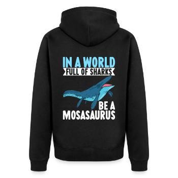 Mosasaurus Dinosaurier - Unisex Premium Bio Zip Hoodie - Schwarz - Hinten - Nico (187cm)