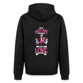 I really love my little foxes - Tagesmutter - Unisex Premium Bio Zip Hoodie - Schwarz - Hinten - Nico (187cm)