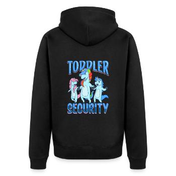 Kleinkind Security - Babysitter - Unisex Premium Bio Zip Hoodie - Schwarz - Hinten - Nico (187cm)