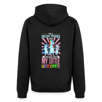 I really love my little unicorns - Tagesmutter - Unisex Premium Bio Zip Hoodie - Schwarz - Hinten - Nico (187cm)