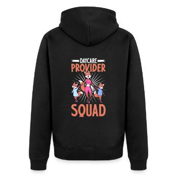 Daycare Provider Squad - Educator - Unisex Premium Organic Zip Hoodie - black - Back - Nico (187cm)