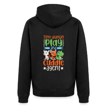Spiel und Kuschel Agent - Babysitter - Unisex Premium Bio Zip Hoodie - Schwarz - Hinten - Nico (187cm)