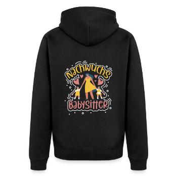 Nachwuchs Babysitter - Unisex Premium Bio Zip Hoodie - Schwarz - Hinten - Nico (187cm)